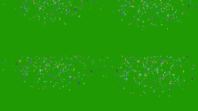 五彩纸屑派对波普尔在绿色背景上爆炸。3d动画，4K