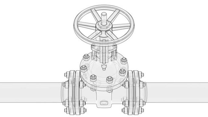 动画阀门打开。工业概念