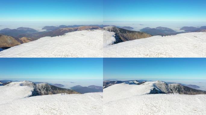 千里之行始于一步山上美景冬天寒冷下大雪