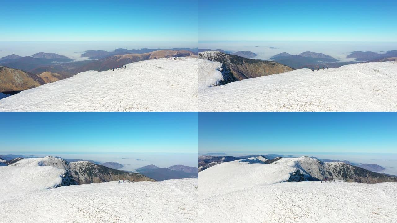 千里之行始于一步山上美景冬天寒冷下大雪