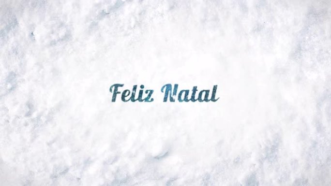 圣诞快乐文字揭示雪背景4k股票视频葡萄牙语