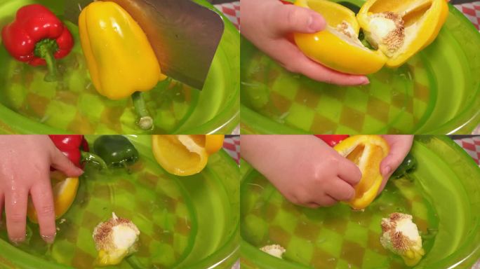 清洗彩椒甜椒柿子椒去籽洗菜 (4)