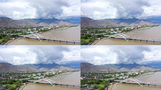 西藏日出 黎明拉萨 曙光拉萨 柳梧大桥