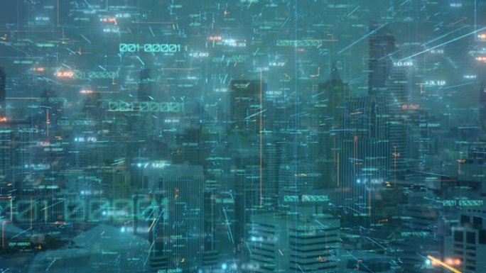 数字智慧城市人工智能物联网互联网、AR增强现实技术云数据计算。未来技术未来数据分析图形。