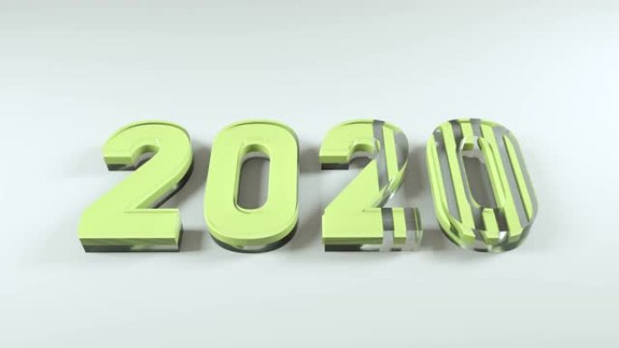2020新年快乐动画在白色背景，庆祝概念，节日