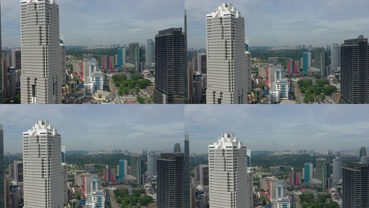 马来西亚吉隆坡城市景观空中全景4k晴天飞行