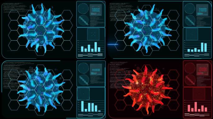 未来派数字监控研讨盘算机正在停止剖析和处理病毒。通过修饰DNA来对抗各种病毒
