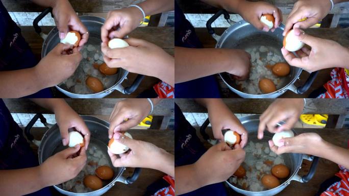 儿童剥煮鸡蛋剥鸡蛋水煮蛋