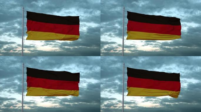 挥舞着德国国旗。可循环的现实慢动作3D动画
