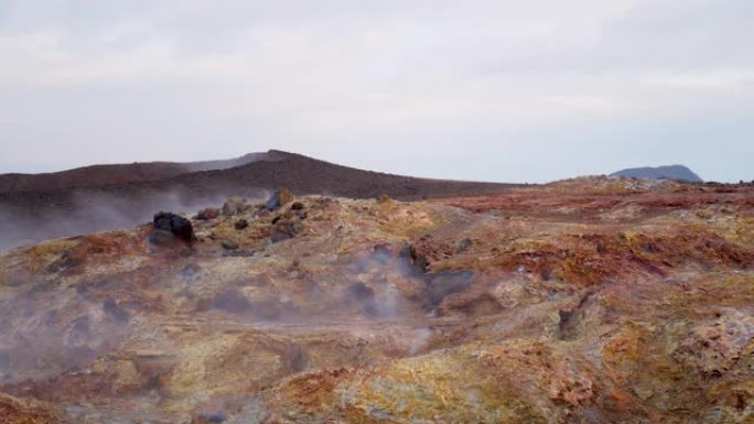 火星景观地热活动，热蒸汽从地面喷发，冰岛，