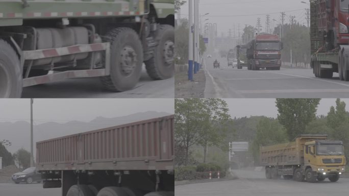 运输车辆大货车工程车卡车行驶在路上
