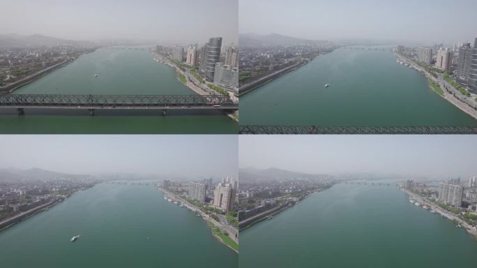 湖北襄阳汉江大桥4K航拍