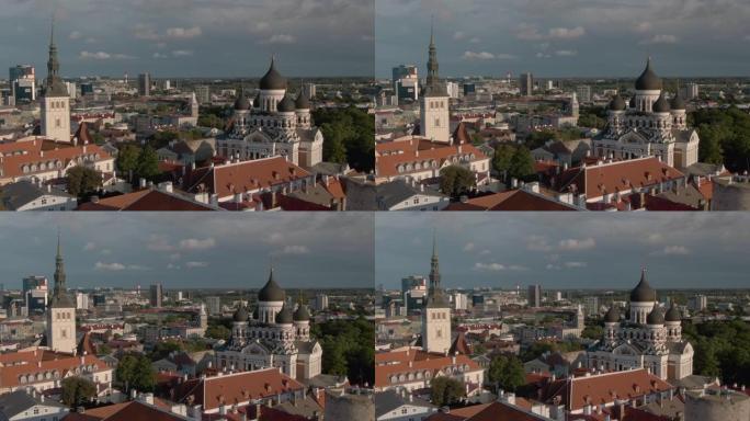爱沙尼亚塔林老城的航拍镜头