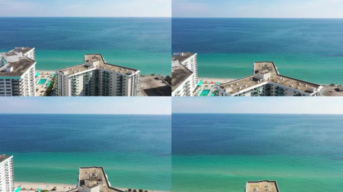 空中4k镜头前往迈阿密海滩的原始海滩