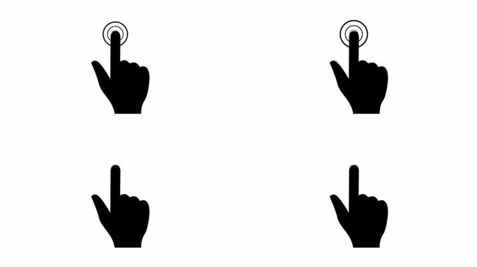 手光标的动画符号。食指咔嗒一声。矢量平面插图孤立在白色背景上。