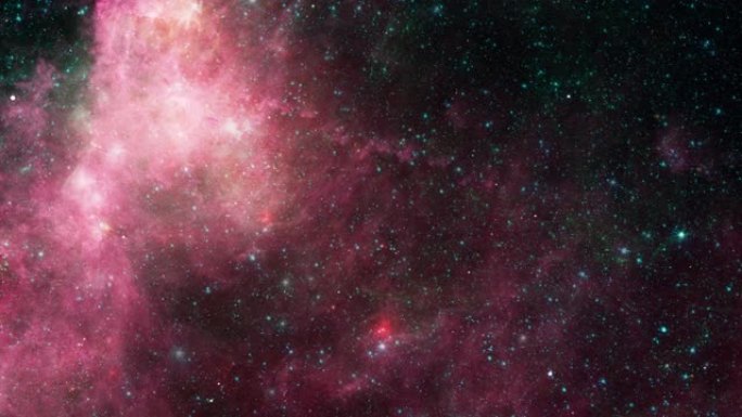 无缝循环太空飞行进入出生和死亡星区的星场。4K 3D飞越宇宙中的太空星系。具有空间，星系，星云和恒星