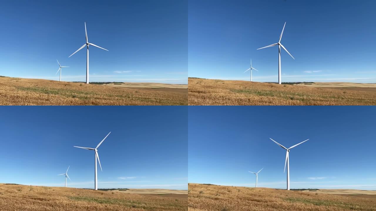 风塔涡轮发电机的台车，农场上的可再生能源。