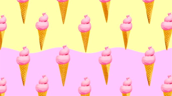 最小运动设计艺术。甜蜜的糖果背景。香草冰淇淋