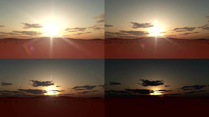 撒哈拉沙漠上空的日落，延时4k