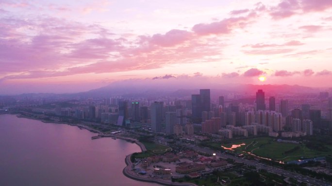 航拍西海岸新区夜景