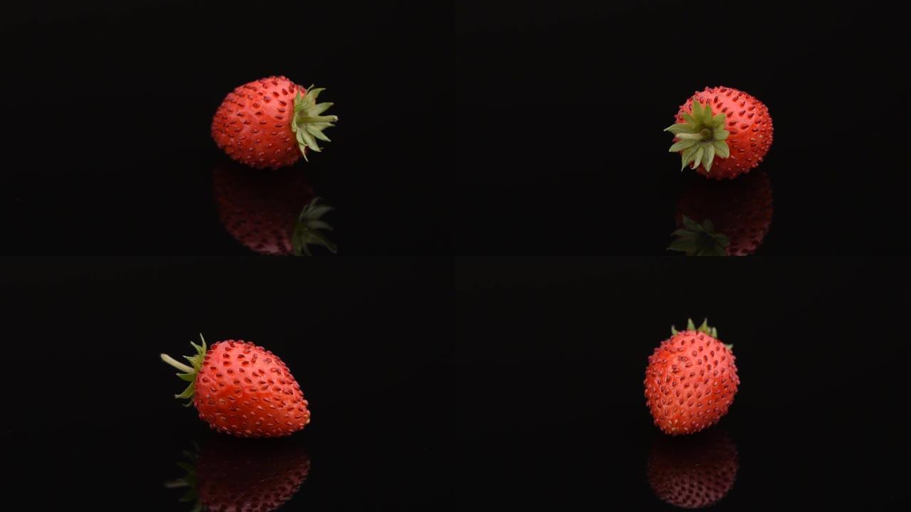 新鲜草莓草莓实拍旋转
