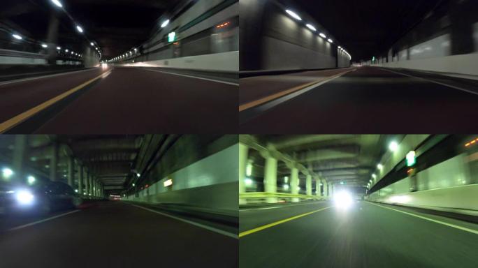 夜间在高速公路上行驶/后视