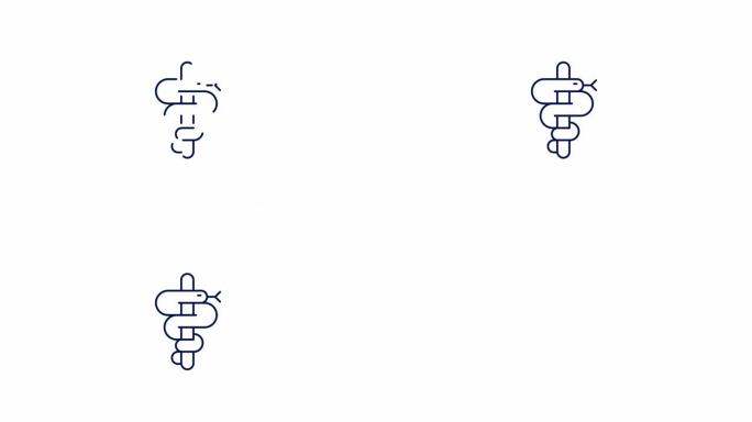 Caduceus线图标动画。带阿尔法通道的4k运动图形。