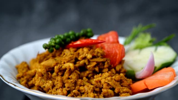 烤姜黄鸡肉顶级泰国食品优质食品鸡肉4k视频