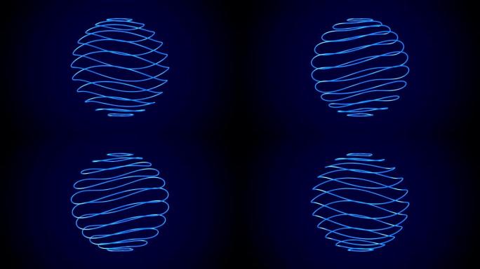 蓝色背景上的抽象球体。孤立的3D渲染