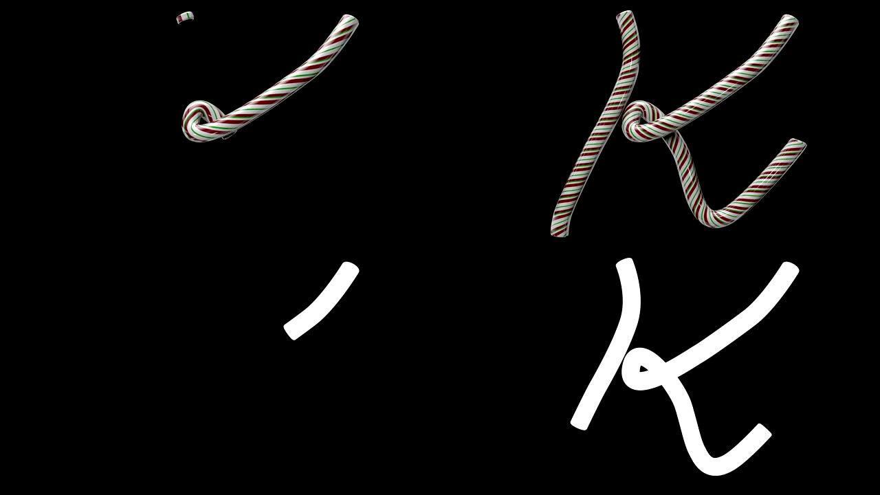 动画圣诞糖果手杖字体K