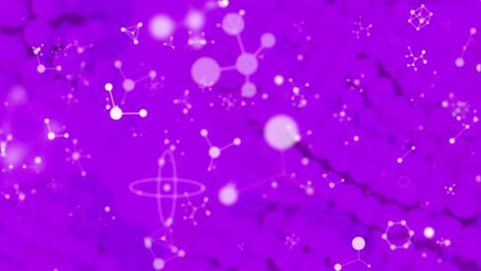 浮动分子在脉动的紫色球上