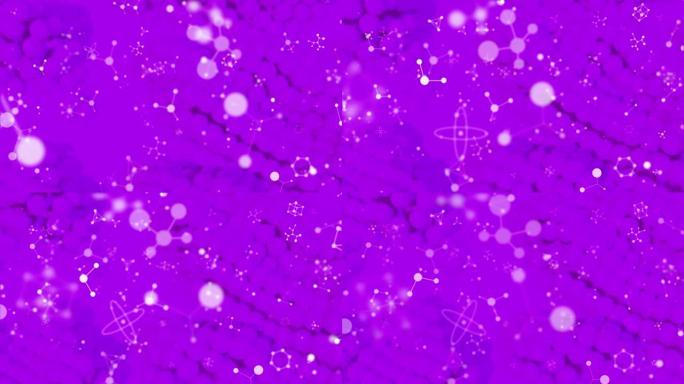 浮动分子在脉动的紫色球上