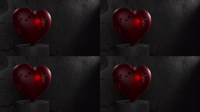 心脏不完全发光闪烁爱心红色心形