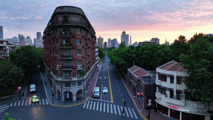 上海武康路武康大楼法式建筑地标老建筑航拍