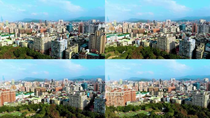 航拍、台湾、城市公园、新北市、永和、都市建筑