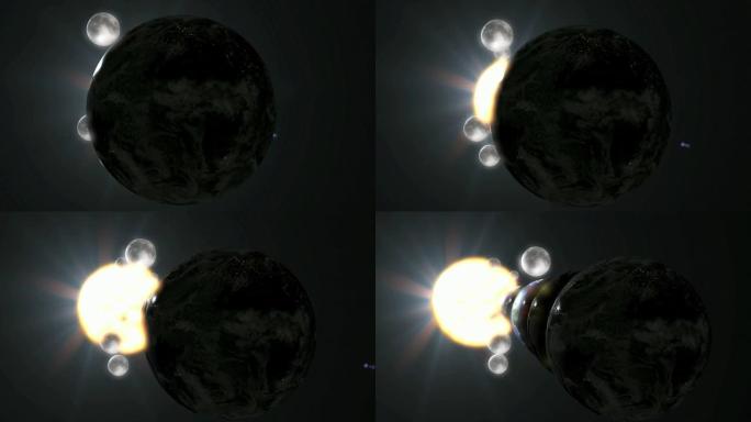 平行宇宙多重地球插图现实3D渲染和3d插图