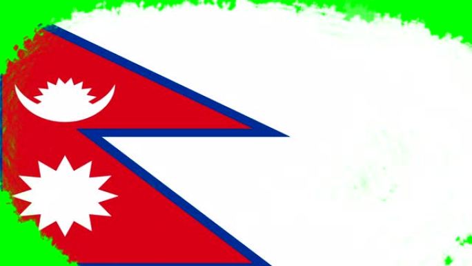 4K - 3不同的油漆笔刷风格过渡动画与尼泊尔国旗