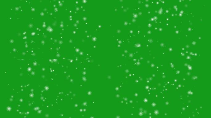 Bokeh雪花绿色屏幕运动图形