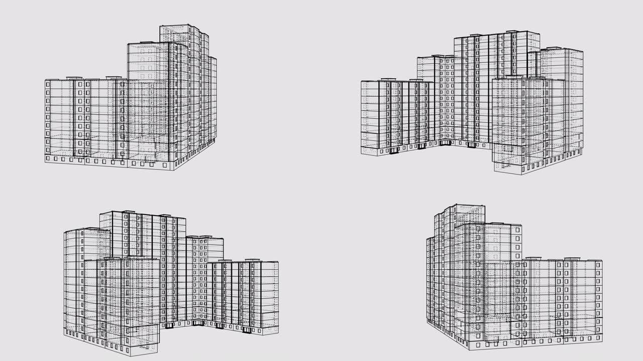 建筑物的动画旋转。建筑概念