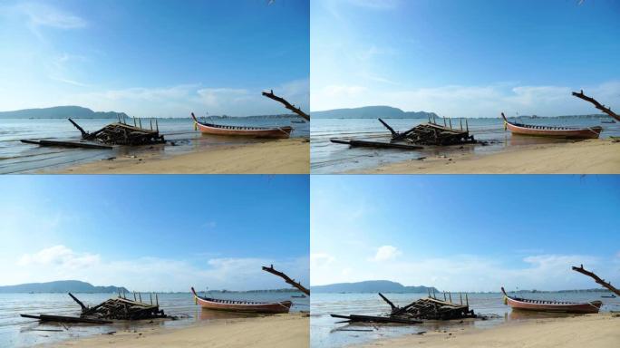 时间流逝沉船沉没在海滩上