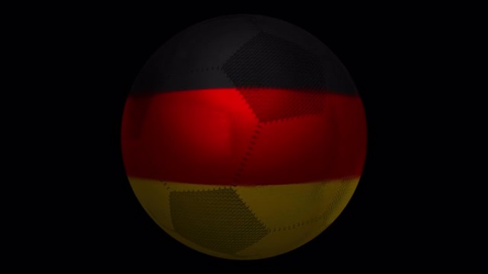 德国。足球和国旗。旋转足球和融入其中的旗帜。
