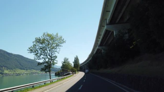 瑞士中部祖格湖旁阿尔斯-戈道附近E41主干道的Fpv镜头
