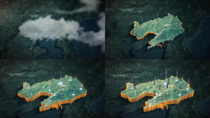 【AE模板】暗调三维卫星地图 辽宁省