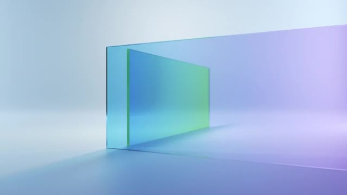 彩色方形半透明玻璃块的无缝动画在白色背景上旋转和旋转，动画几何3d对象