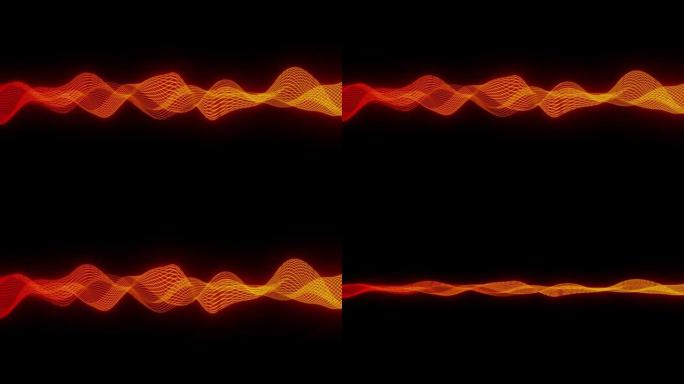 抽象背景橙色音频波心跳3d渲染