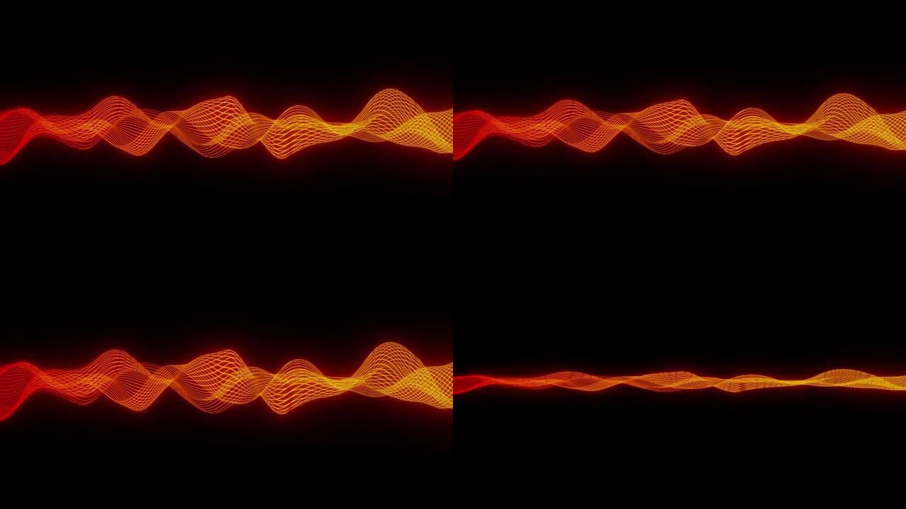 抽象背景橙色音频波心跳3d渲染