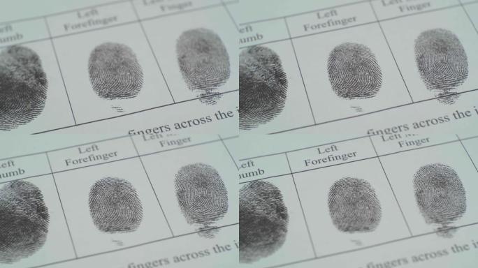警察指纹卡上的指纹。