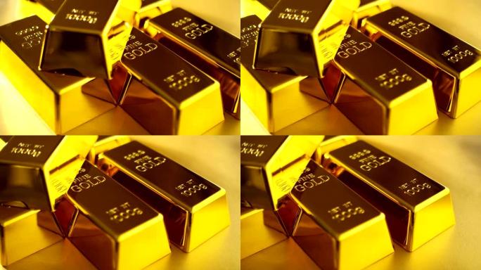 一叠金条。金融概念。