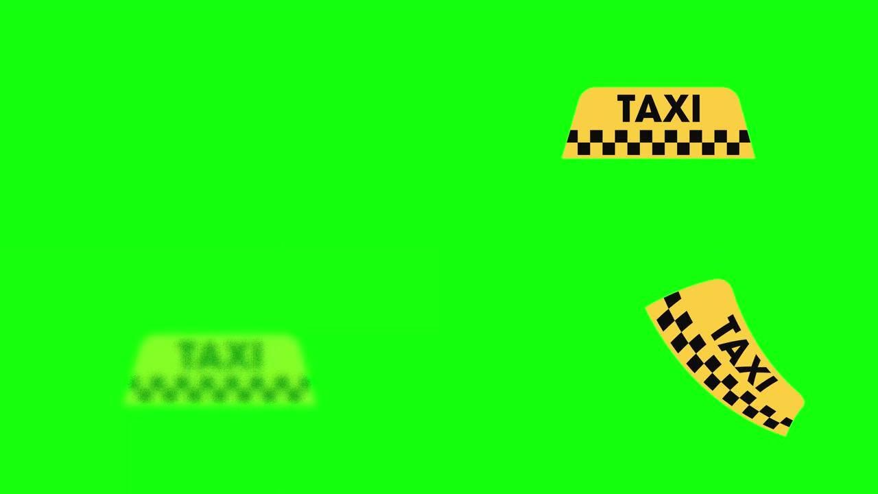 彩色出租车驾驶室图标标志平板招牌10动画绿屏出租车计价器色度键