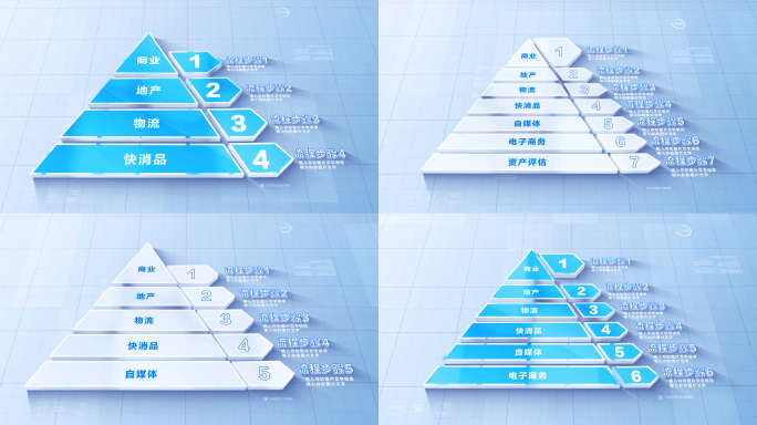 【无插件3-7类】白色流程金字塔